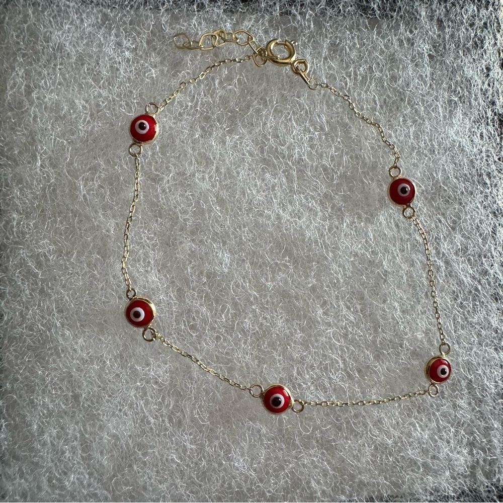 Red Evil Eye Bracelet 14k